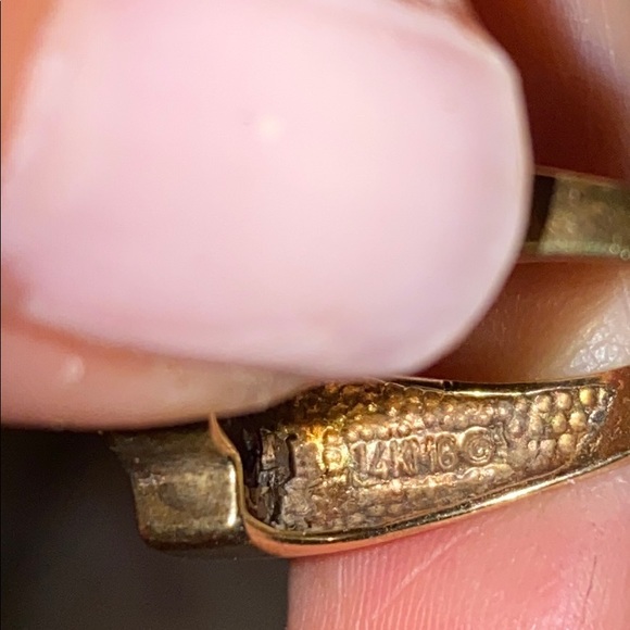 14k stamped solid Gold  semi precious stone s ring - Picture 3 of 6